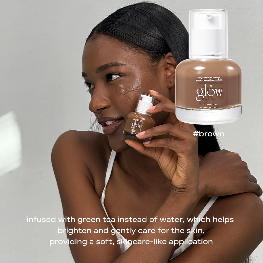 Glow Breathable Blemish Balm #Brown : Lightweight & Hydrating, Skincare-Like, Medium-Coverage Bb Cream Infused With Green Tea Wa