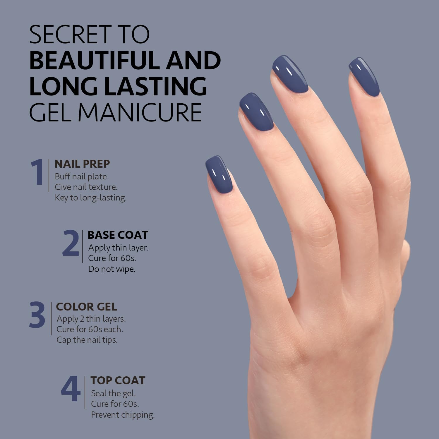 Gaoy Blue Gel Nail Polish, 16Ml Soak Off Gel Polish, Uv Light Cure For Nail Art Diy Manicure At Home, 2021 Misty Blue