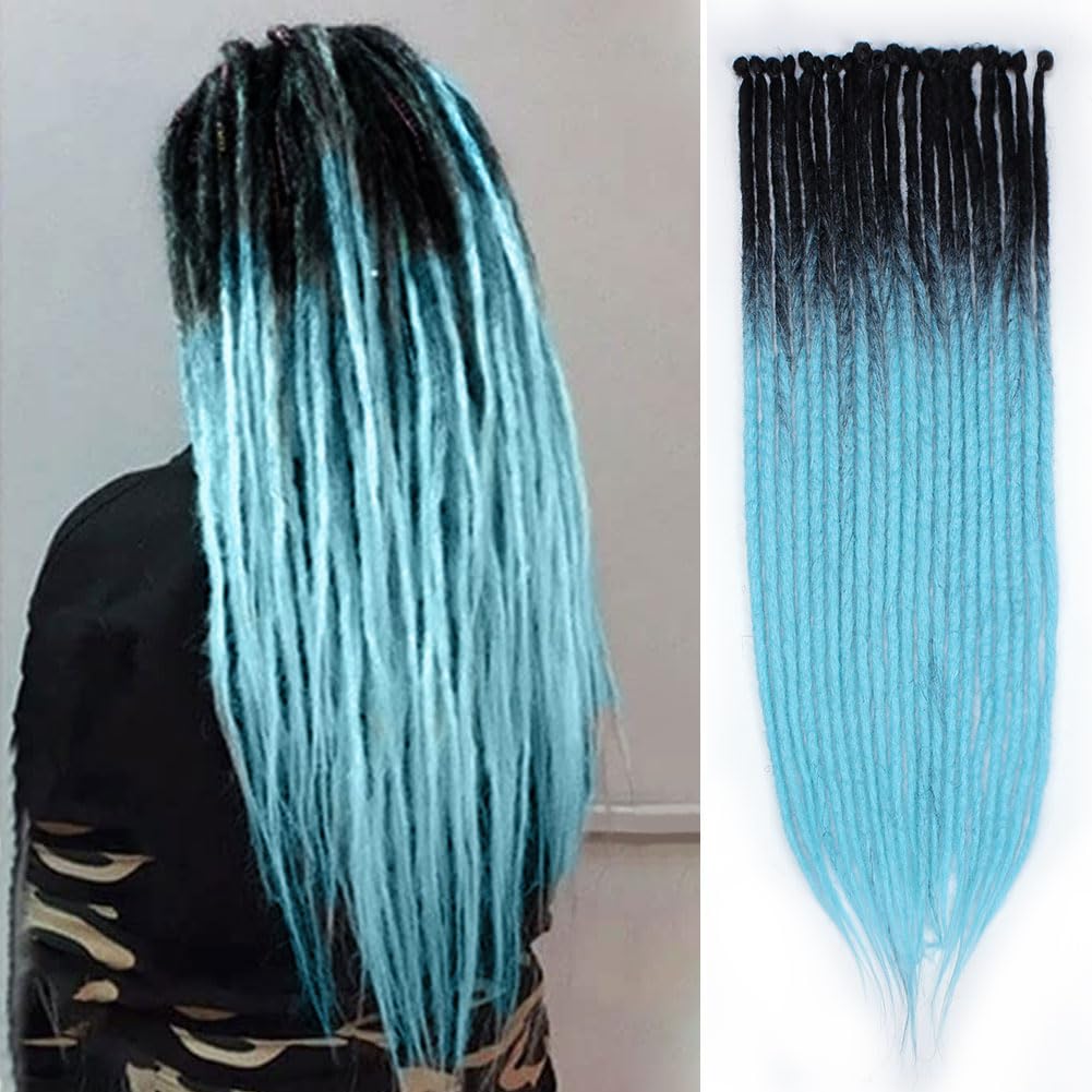 Kraler 24 inch 40 Strands Thick Dreadlock Extensions, SE Mint Green Crochet Dreadls Extensions of Synthetic Hair 1cm Width Hip H