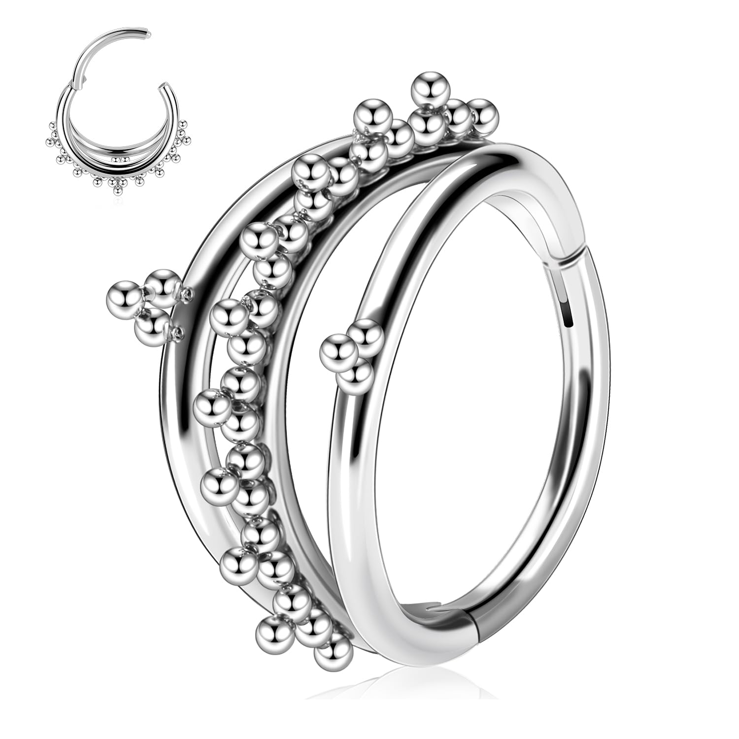 Cartilage Earrings Surgical Steel Helix Piercing Triple Nose Hoop Ring 16G Conch Hoop Earrings Conch Piercing Jewelry Silver Mic