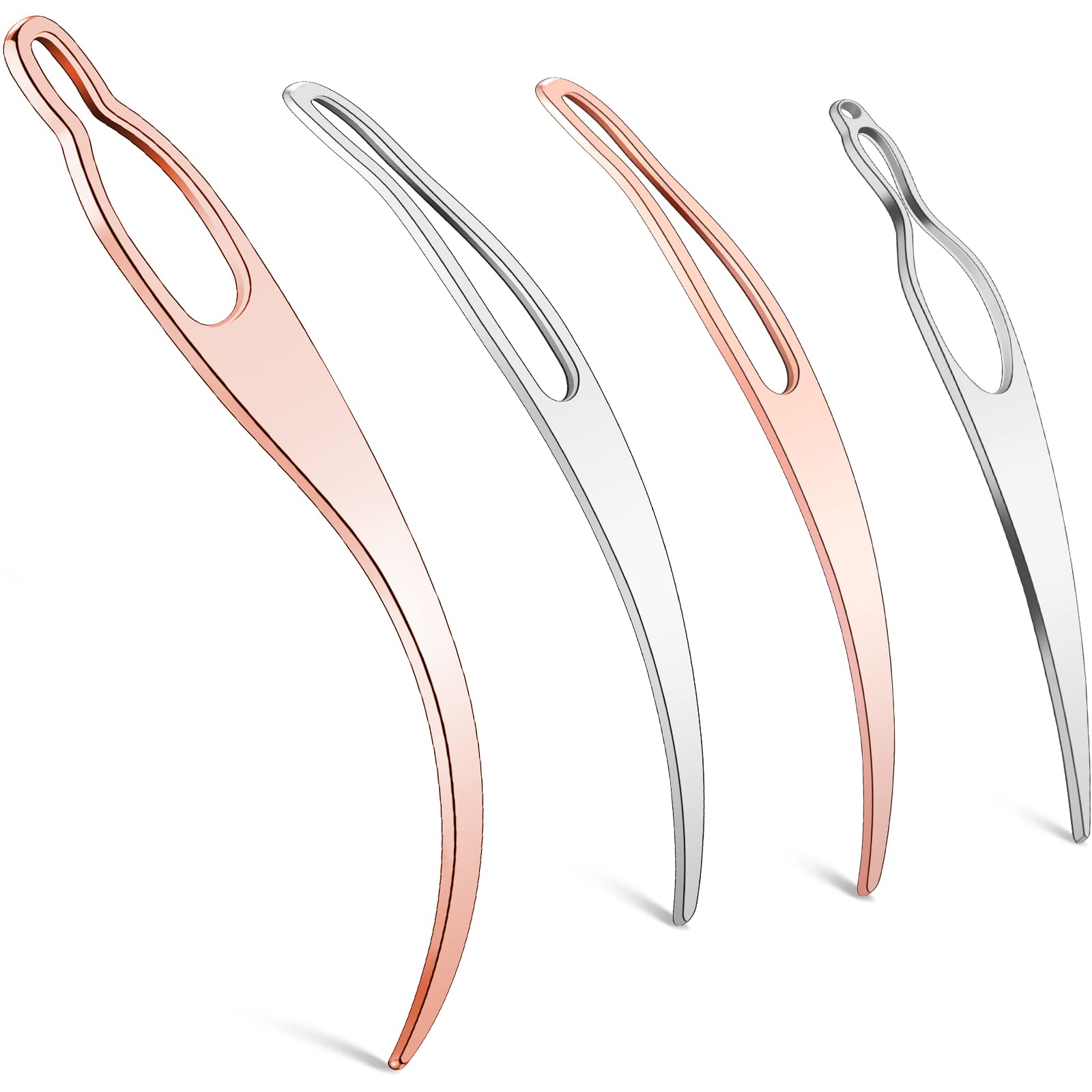 WILLBOND Sisterlock Retighten Tool Set - 4 Pieces Metal Dreadlock Crochet Needles in Rose Gold & Silver for Loc Maintenance