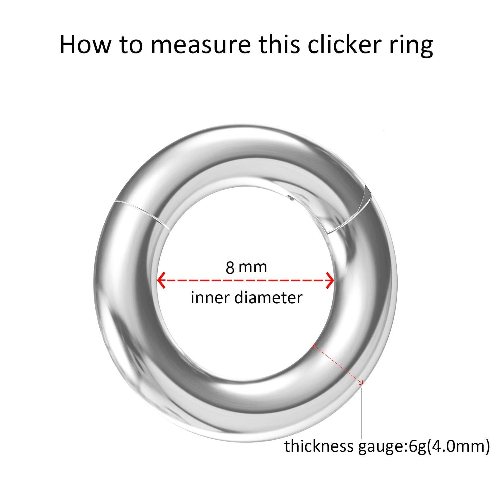NewkeepsR 6G  8mm Steel Clicker Septum Ring, Large Gauge Nose Septum Hinged Eearring Seamless Hoop Jewelry