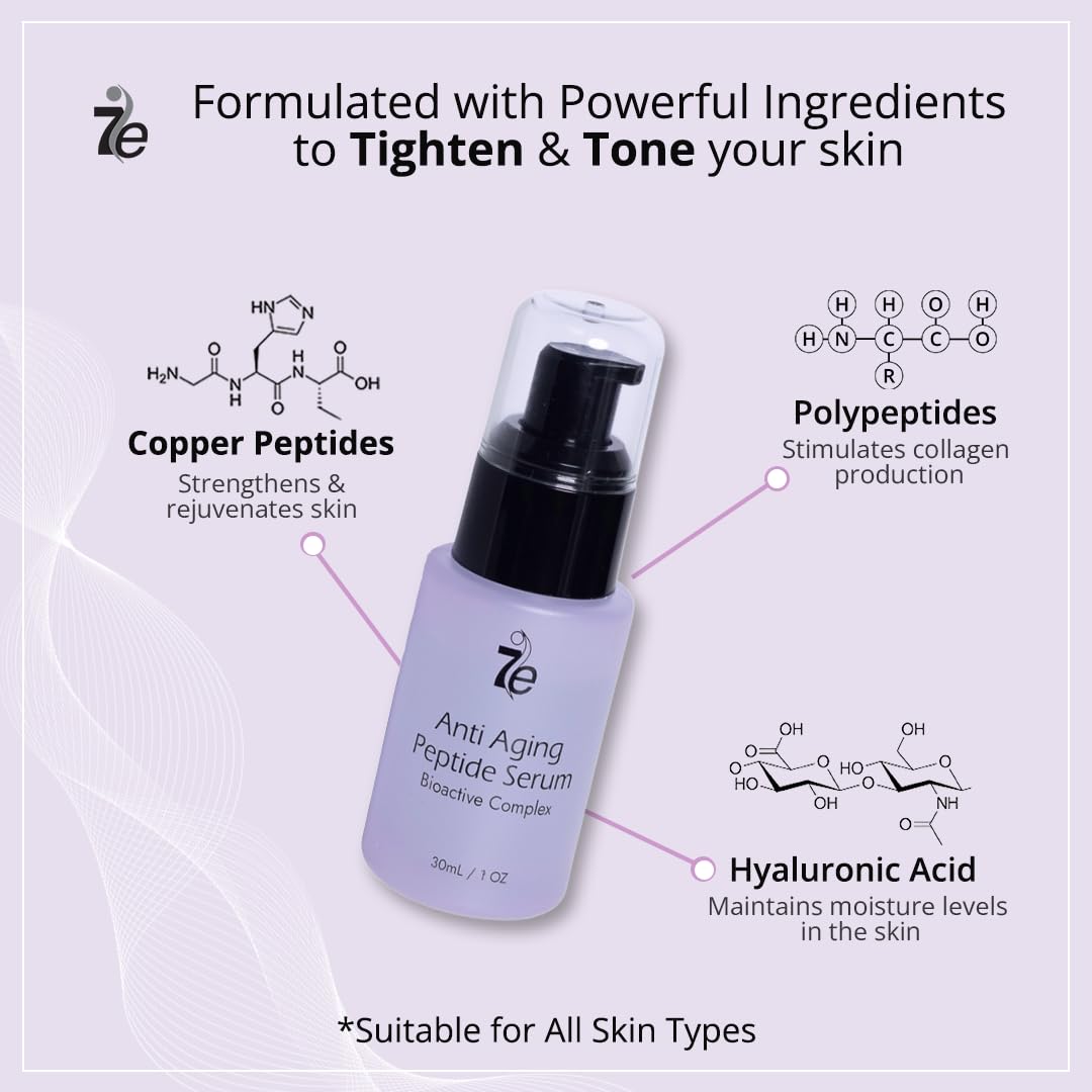 7E Wellness:Anti-Aging Peptide Serum, Anti-Wrinkle Copper Peptide Serum With Hyaluronic Acid & Polypeptides - Supports Collagen
