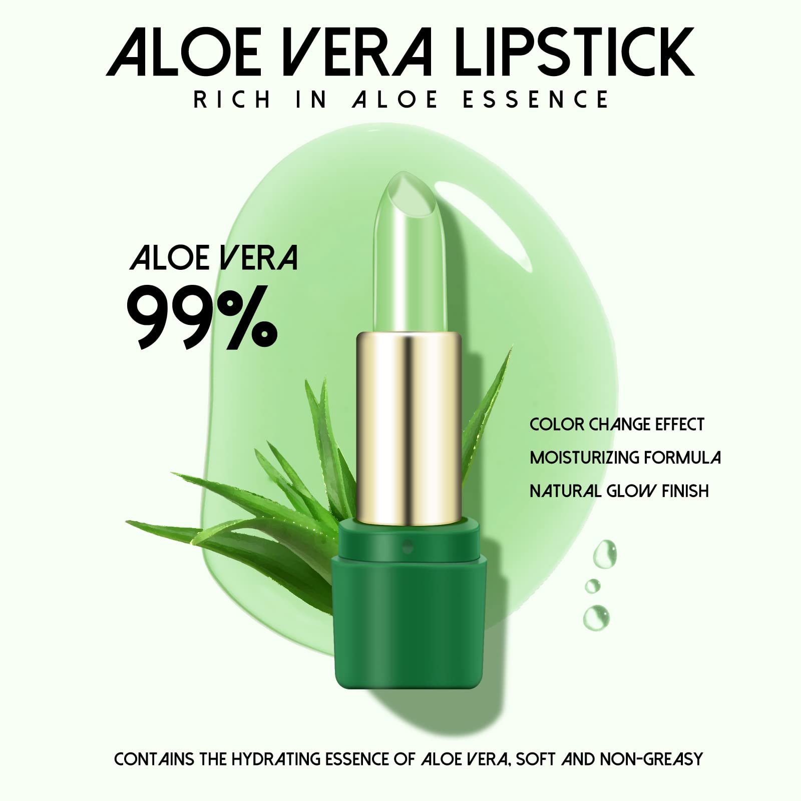 Ownest 3 Pcs Aloe Vera Lipstick, Magic Temperature Color Change Lipstick Lip Blam Moisturizing Long Lasting Lip Makeup, update p