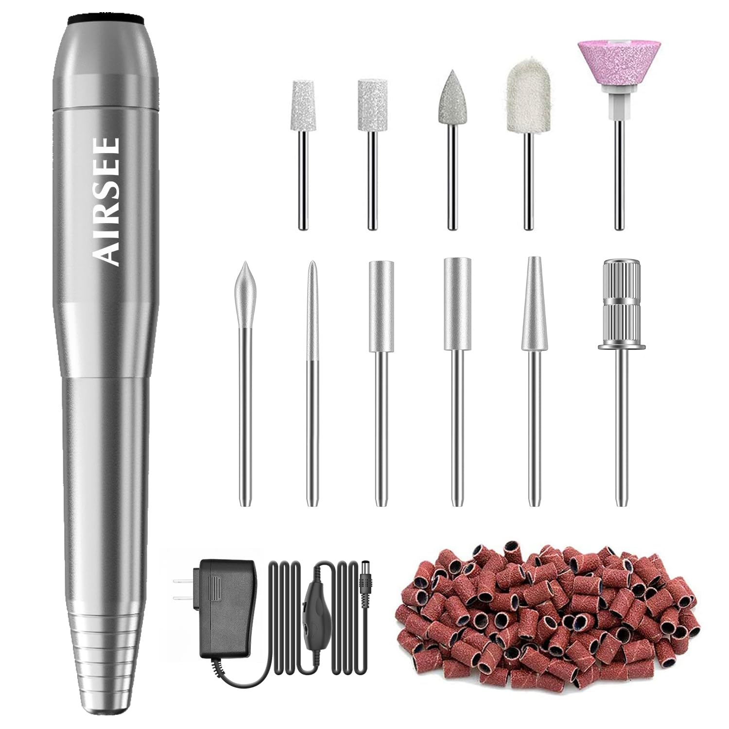 AIRSEE N24 Portable Electric Nail Drill Professional Efile Nail Drill Kit for Acrylic, Gel Nails, Manicure Pedicure Polishing Sh