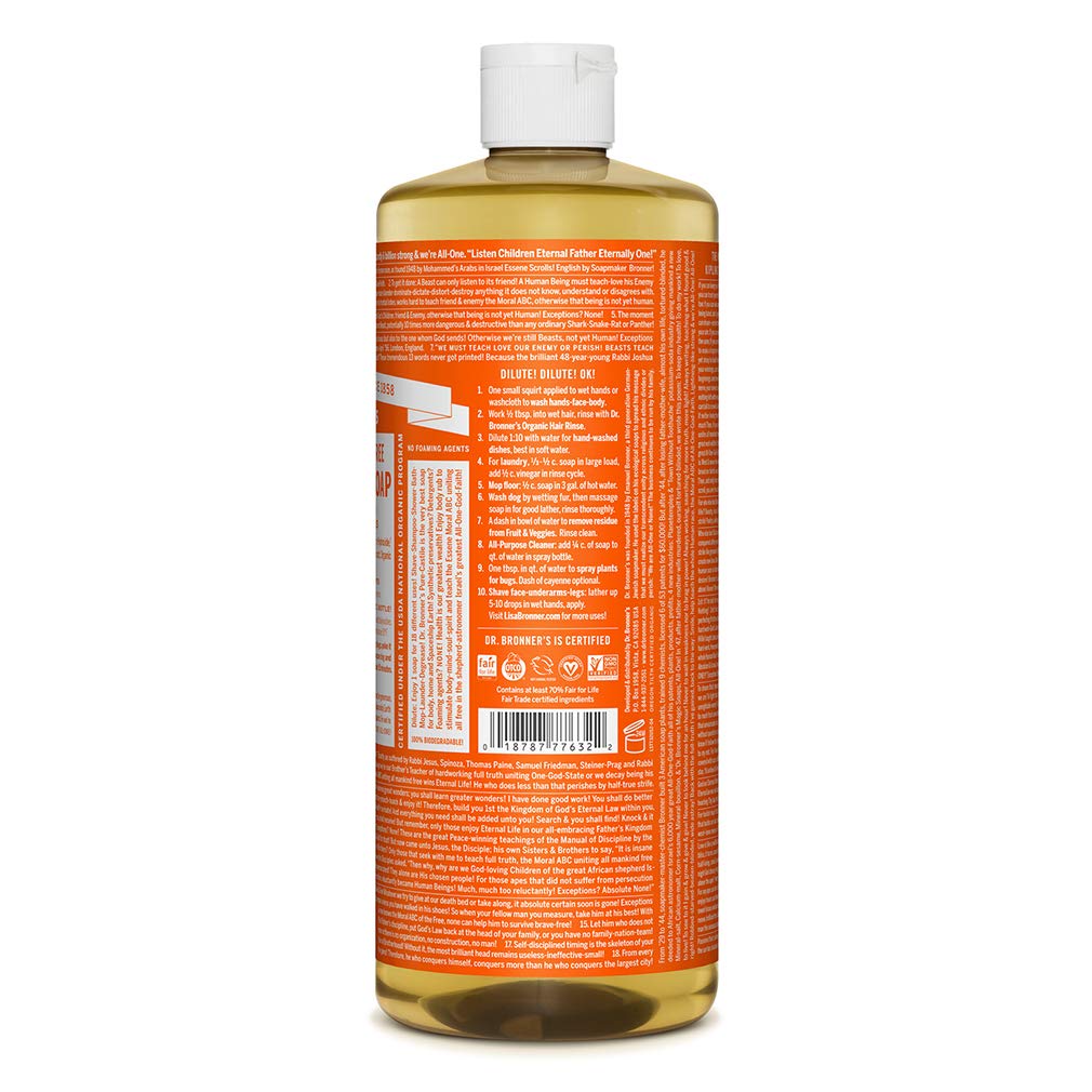 Dr. Bronner'S - Pure-Castile Liquid Soap (Tea Tree, 32 Ounce, 2-Pack) - Made With Organic Oils, 18-In-1 Uses: Acne-Prone Skin, D