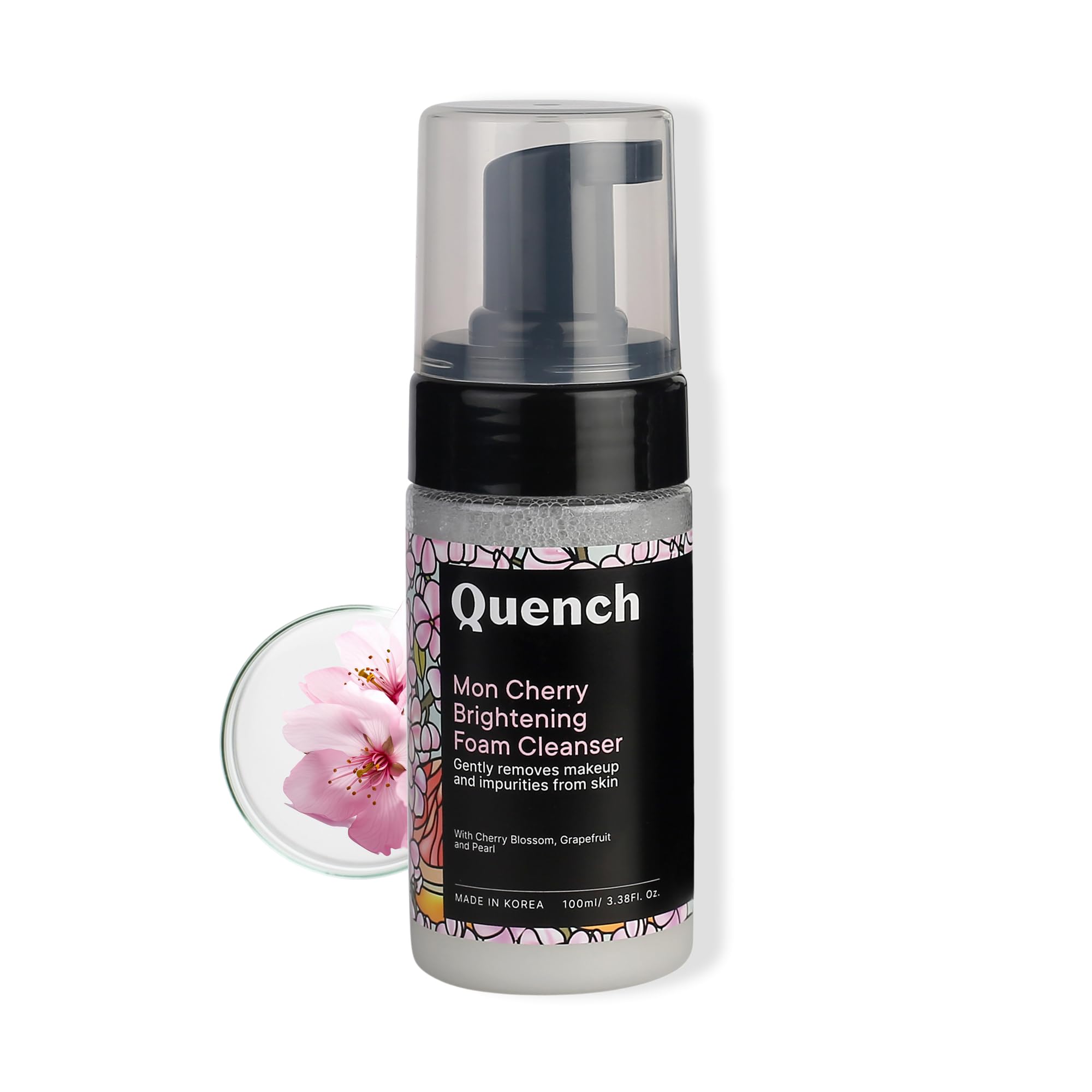 Quench Botanics Quench Brightening Foam Cleanser With Cherry Blossom Radiance | Korean Face Wash For Glowing Skin | Removes Make