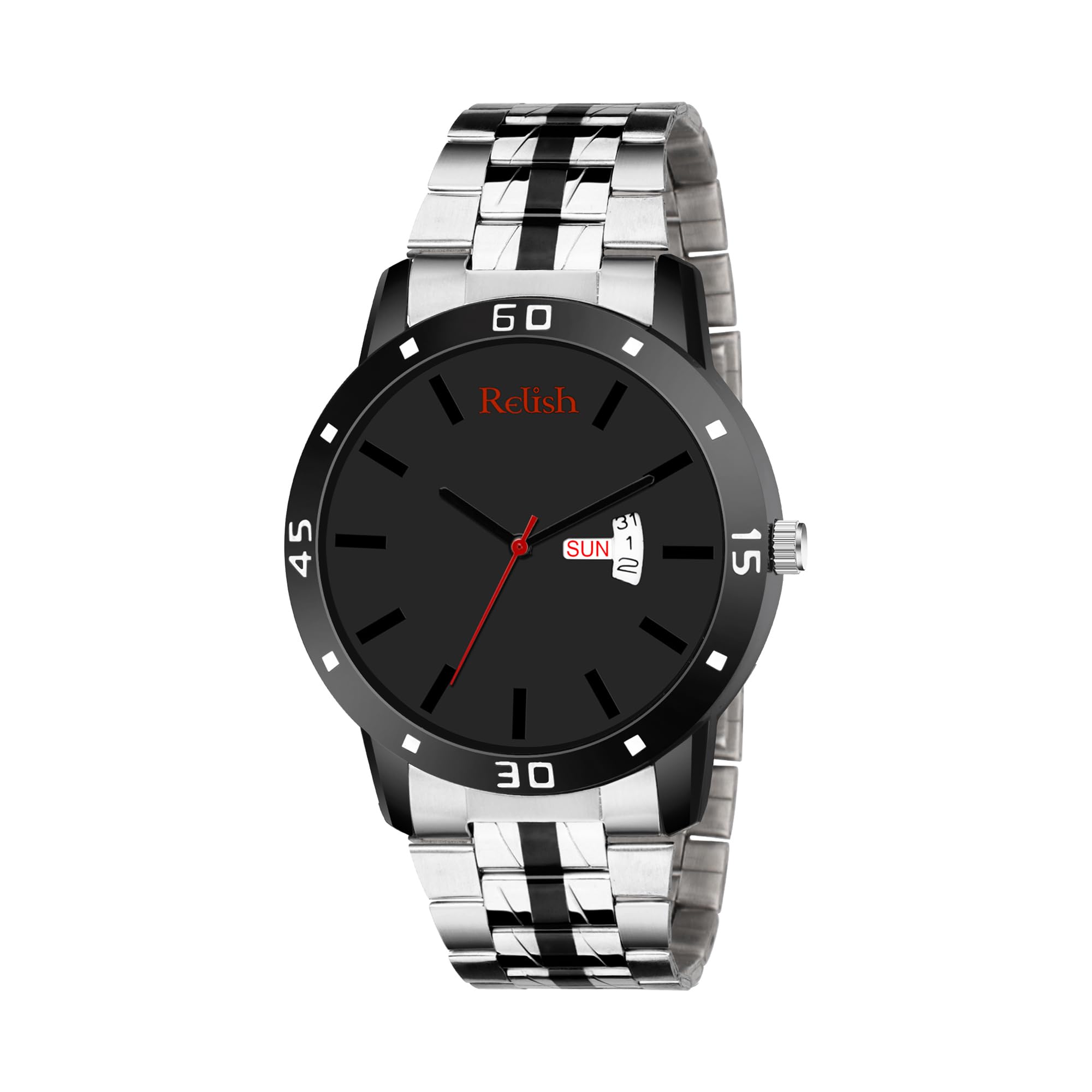 Relish Analog Two Tone Stainless Steel Wrist Watch For Mens, Boys (Black2)