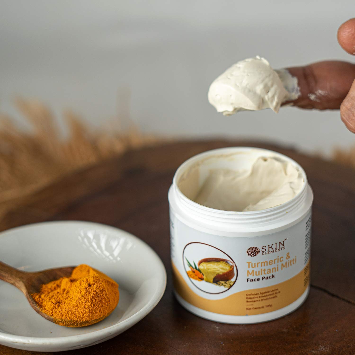 Skin Elements Fullers Earth (Multani Mitti) & Turmeric (Haldi) Natural Face Pack for Healthy & Glowing Skin | Reduces Dark Spots