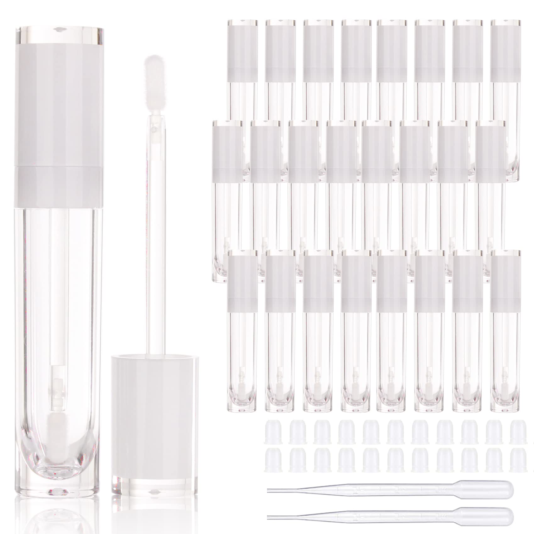 COSIDEA 26 pcs Refillable Empty 8ml Lip Gloss Tubes with clear Wand
