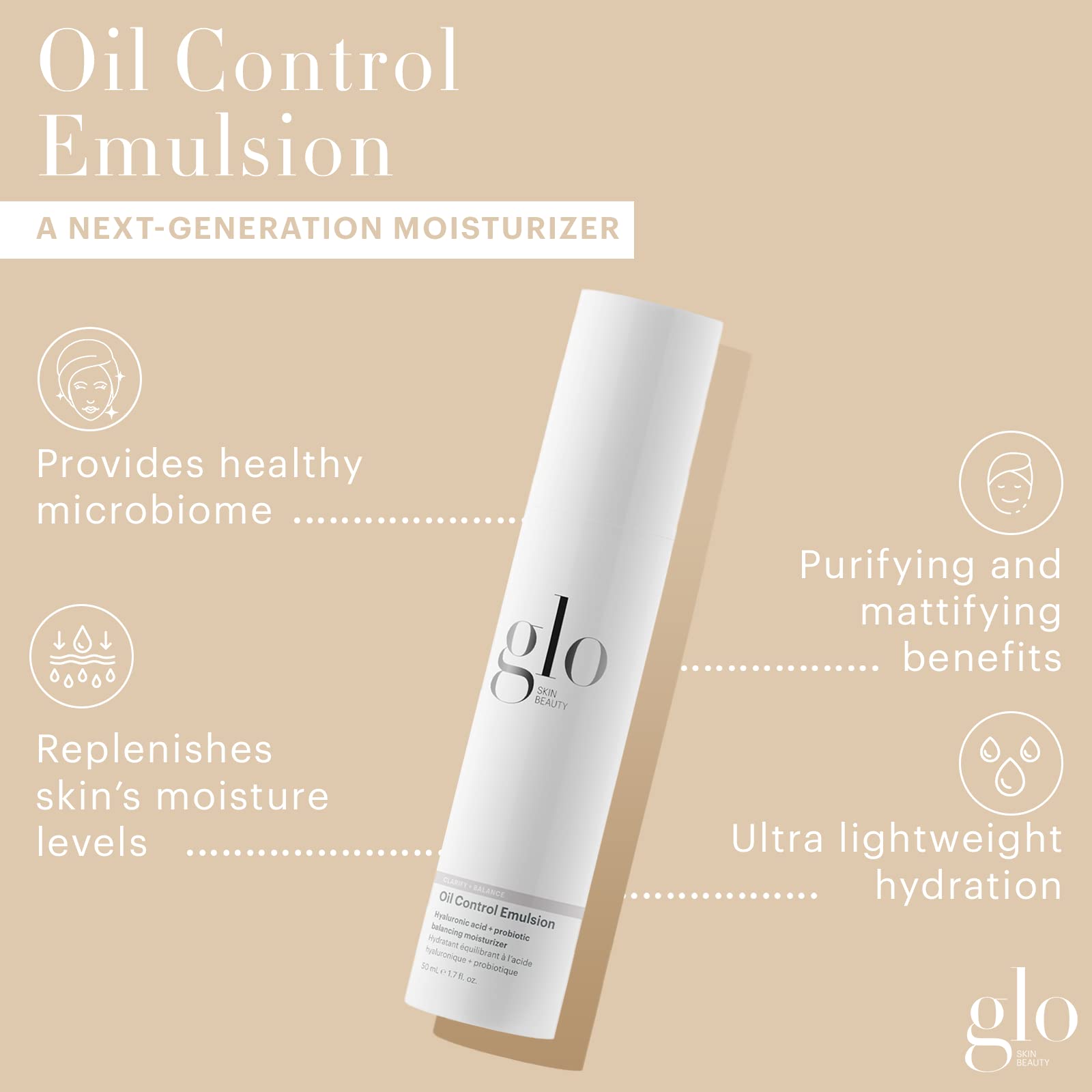 Glo Skin Beauty Oil Control Emulsion Moisturizer | Ultra Light Hydration, Helps Reduce Shine