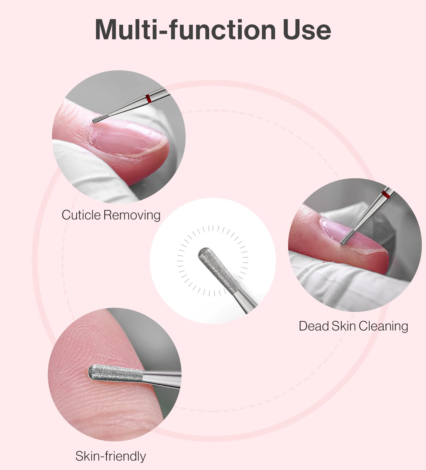 Melodysusie 1.2Mm Pear Shape Cuticle Clean Nail Drill Bit 3/32 ' ', Professional Safety Carbide Diamond Under Nail Cleaner For C