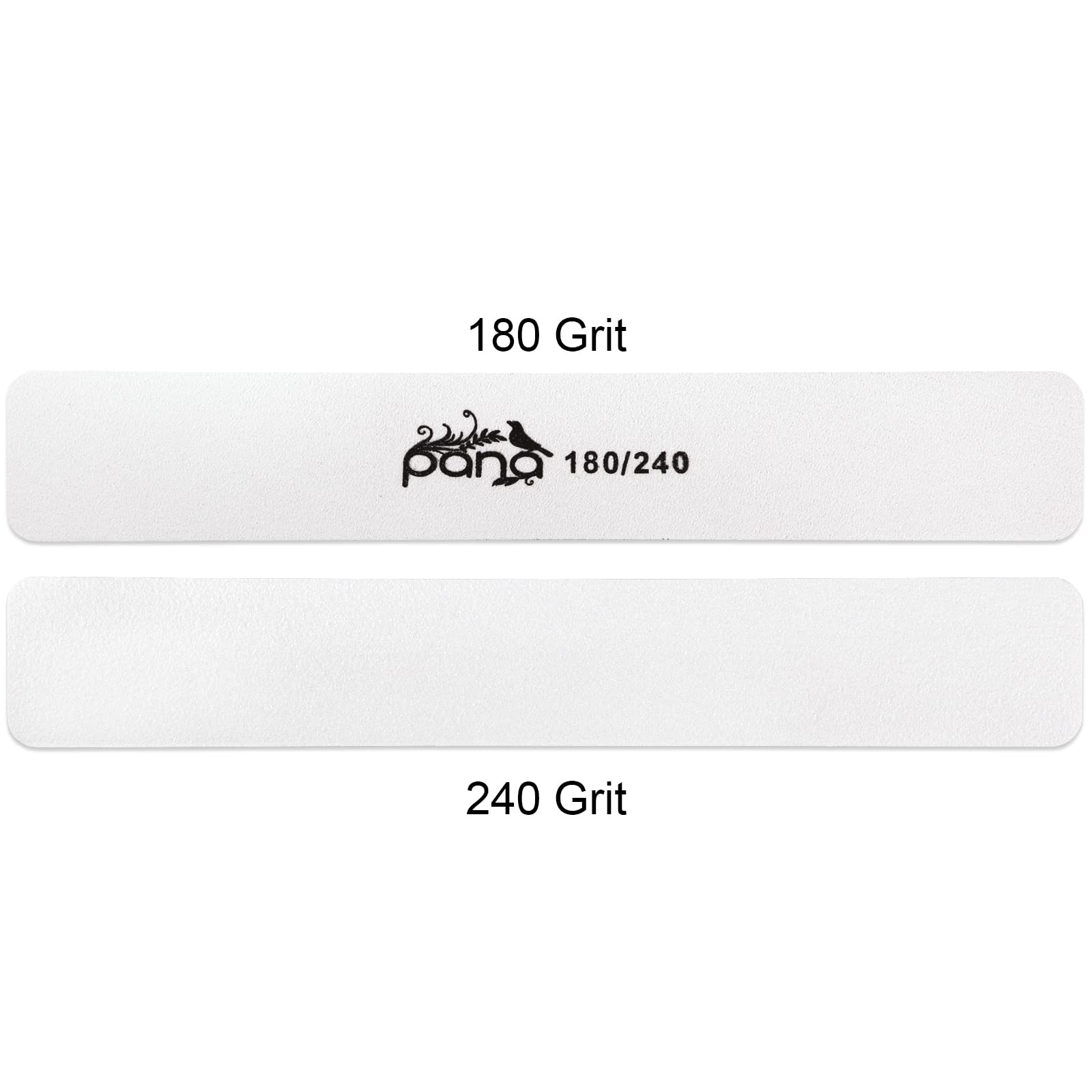 10Pcs Jumbo Size Pana Professional Double Sided Nail Files - White, 180/240 Grit - Emery Board Nail Buffering File Manicure Pedi