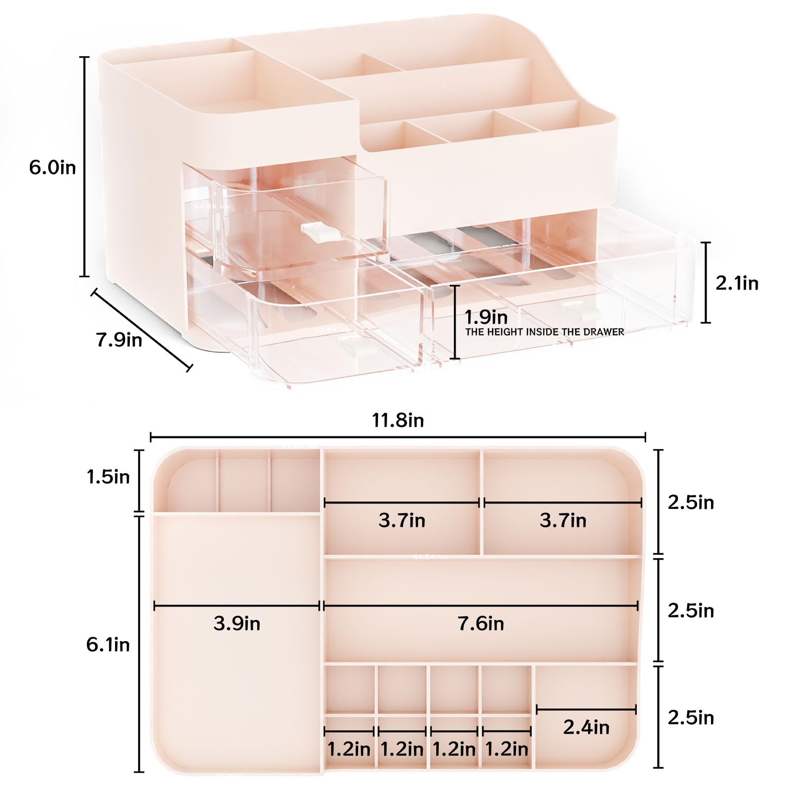 Suoxing Make Up Organizers And Storage For Counter,Big 3 Drawers Skincare Organizer And Storage,Plastic Cosmetic Storage Organiz