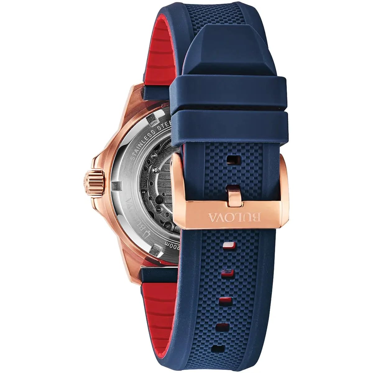 Bulova Mens Analogue Automatic Watch With Silicone Strap 98A227, Blue, Strap