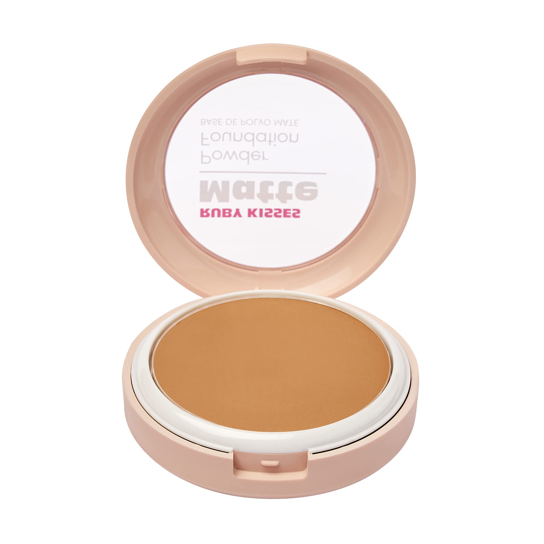 Ruby Kisses Matte Powder Foundation, Mocha, Full Coverage, 0.35 oz, Unisex, Model RMPF, 8 Shades, Sponge & Mirror Included