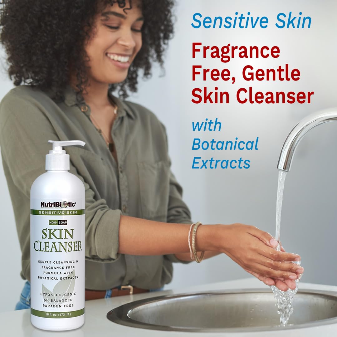 NutriBiotic - Sensitive Skin Non-Soap Skin Cleanser, 16 Oz Twin Pack with GSE (Citricidal) | pH Balanced, Hypoallergenic & Biode