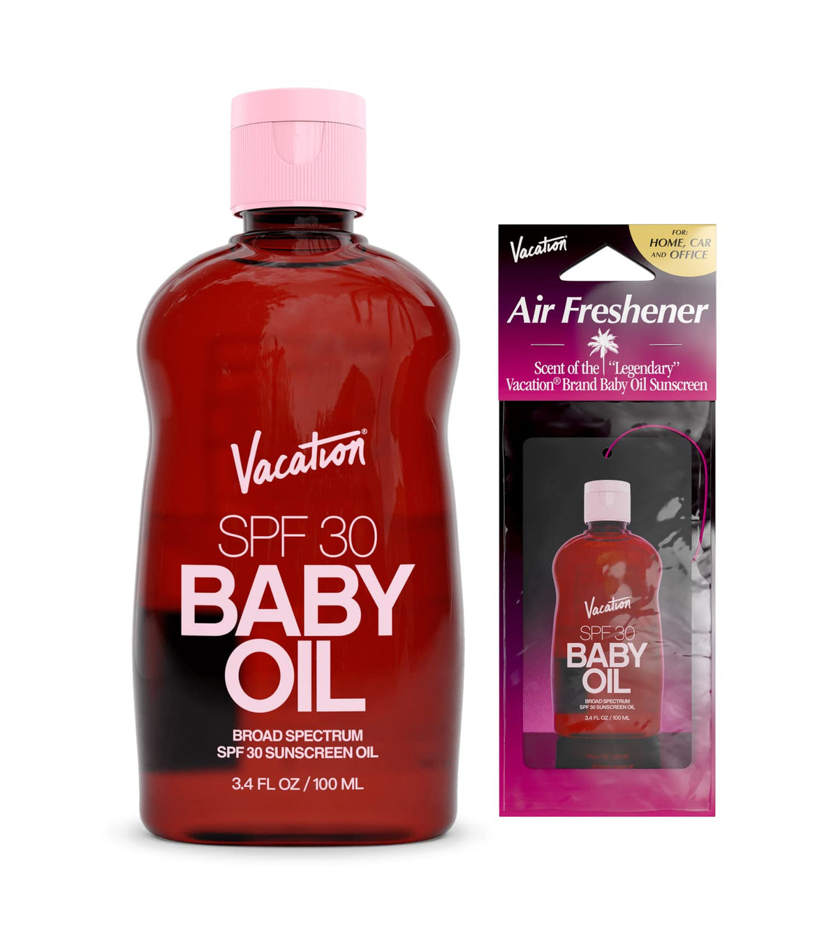 Vacation Baby Oil Spf 30 + Air Freshener Bundle, Broad Spectrum Spf 30 Sunscreen Oil, Vegan Suntan Oil With Broad Spectrum Spf,