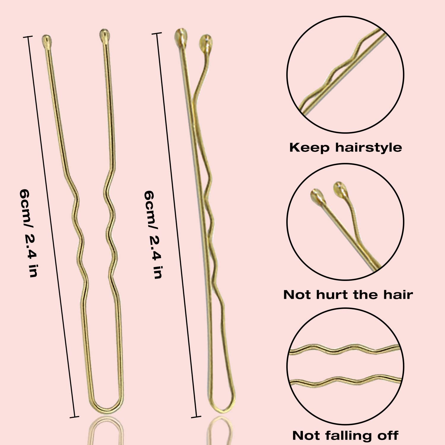 Aitrai 200Pcs Blonde Hair Pins, Includes 100Pcs Gold Bobby Pins And 100Pcs U-Shaped Hair Pins For Bun, 2.4 Inch