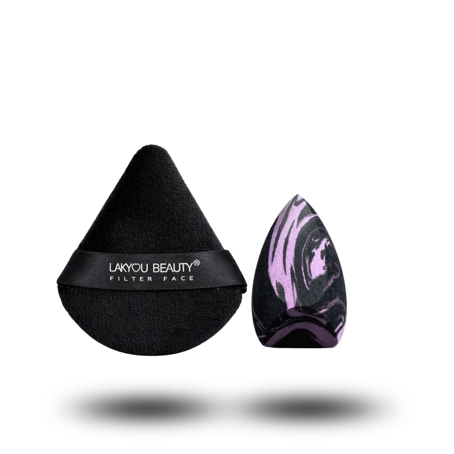 Lakyou Beauty Teardrop Powder Puff & Marble Air Blend Sponge Combo  Makeup Puff (Black Velvet) With Marble Blender (Berry)