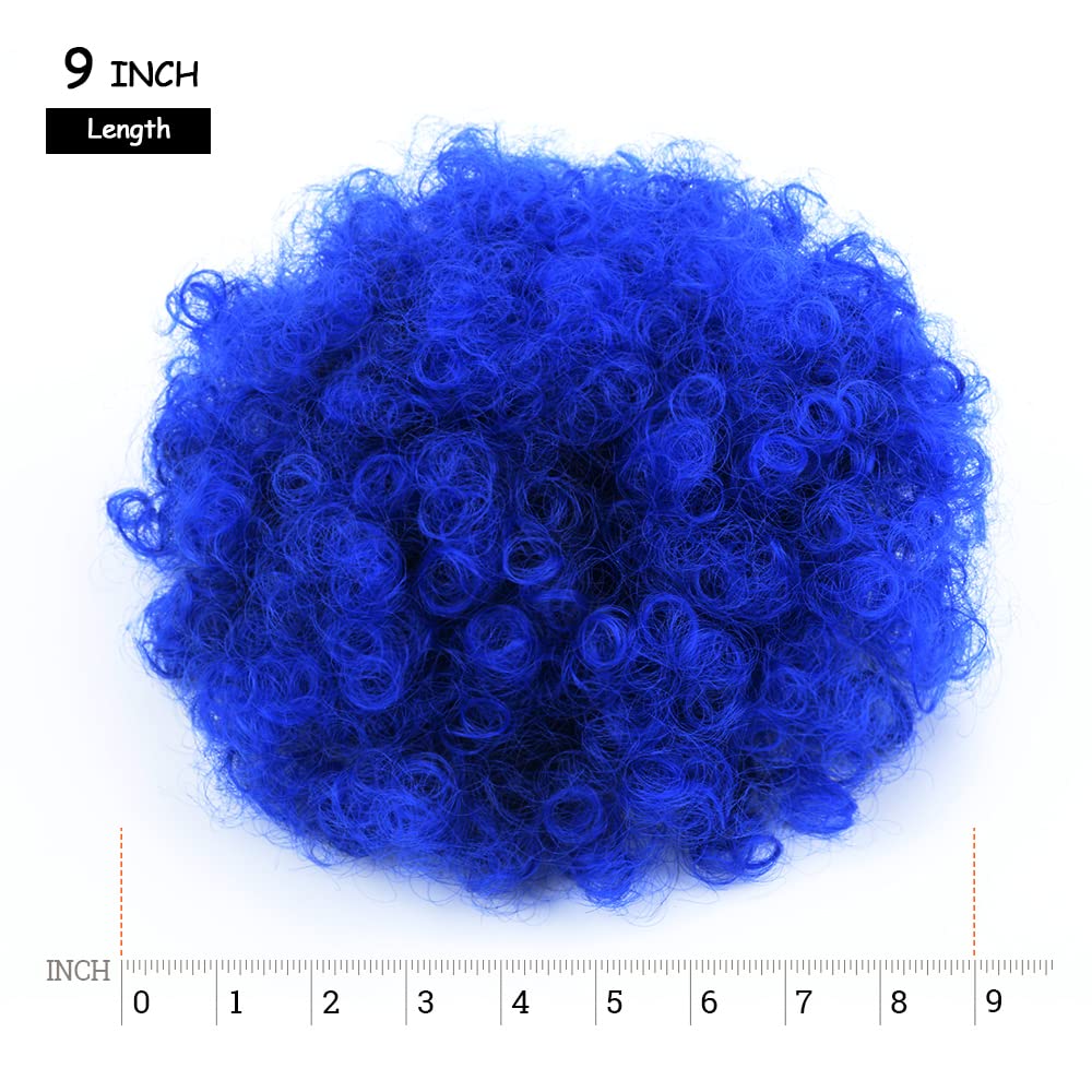 Yinmei Baibian Ombre Blue Afro Puff Drawstring Ponytails For Black Women Kinky Curly High Puffs Synthetic Bun Hair Pieces Updo C
