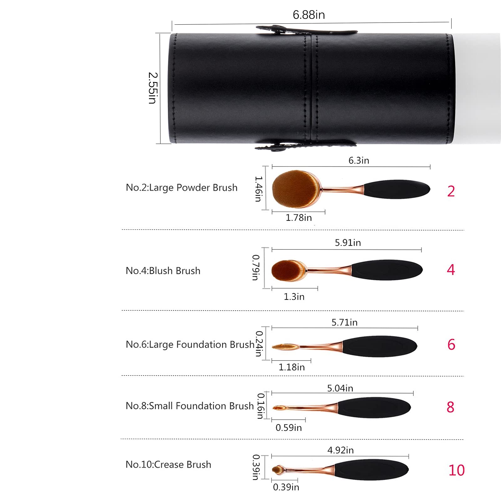 Yoseng Oval Foundation Brush 5 Pcs Toothbrush Makeup Brushes Fast Flawless Application Liquid Cream Powder Foundation With Makeu