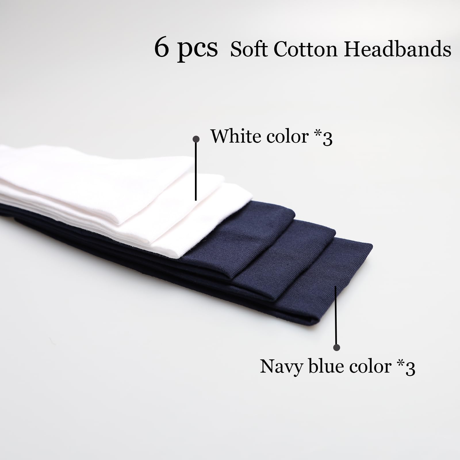 Mlmomvme 6 Pcs Headbands For Women Hair Cotton Headband Non-Slip Stretchy Elastic Head Wrap Holder Hair Accessories White Navy B
