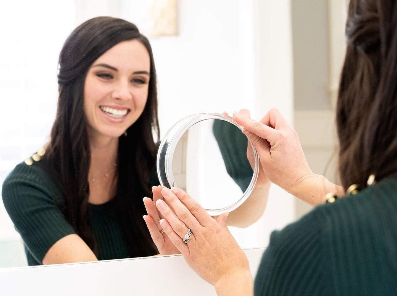 Mavoro Magnifying Mirror with Suction Cups - Triple Suction Cup Stick on Mirror with 7X Magnification. Portable Travel Makeup Mi