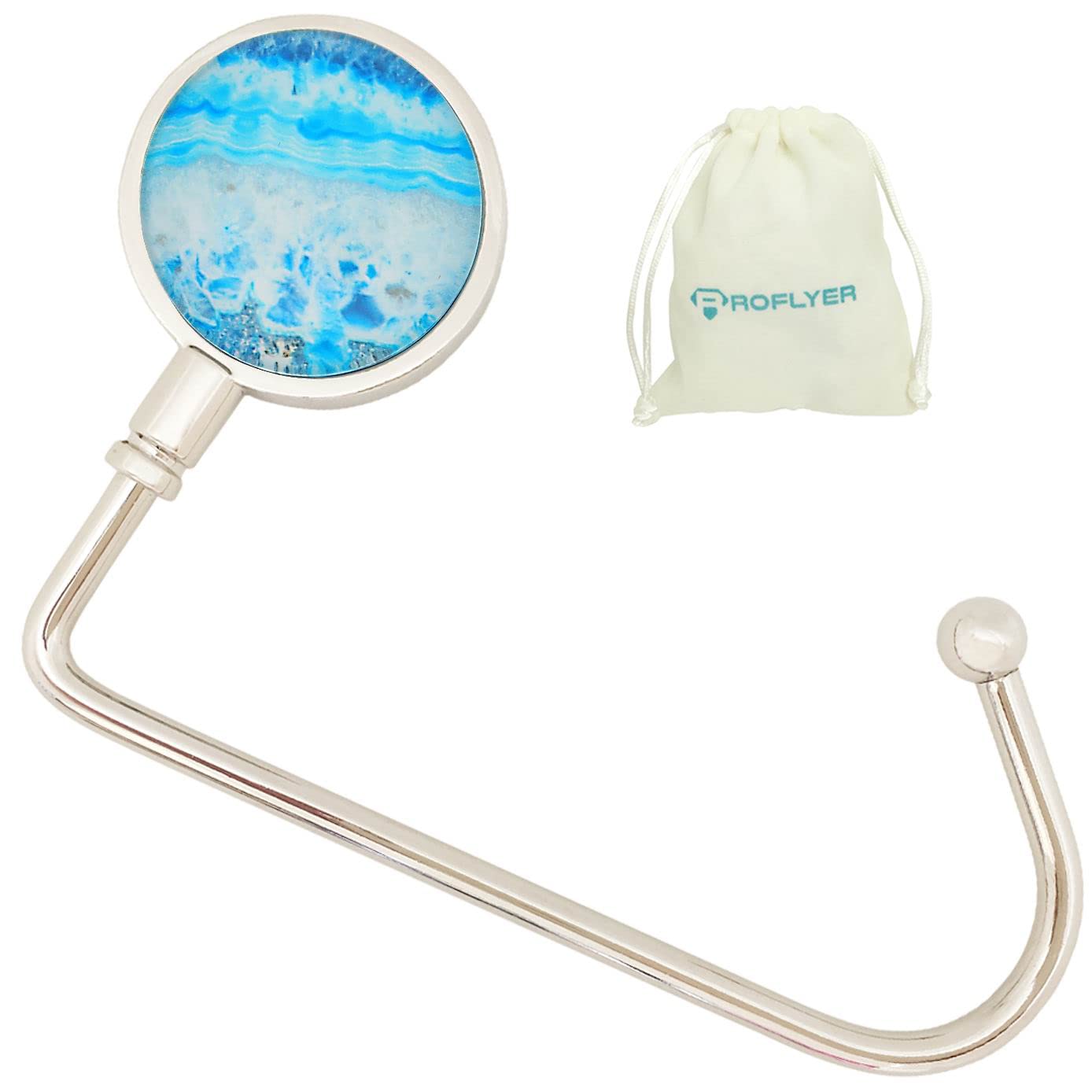 ROFLYER Purse Hook Hanger for Table Bar Handbag Hanger Safer Cleaner Bag Table Hanger with Velvet Pouch (Marble 01 W)