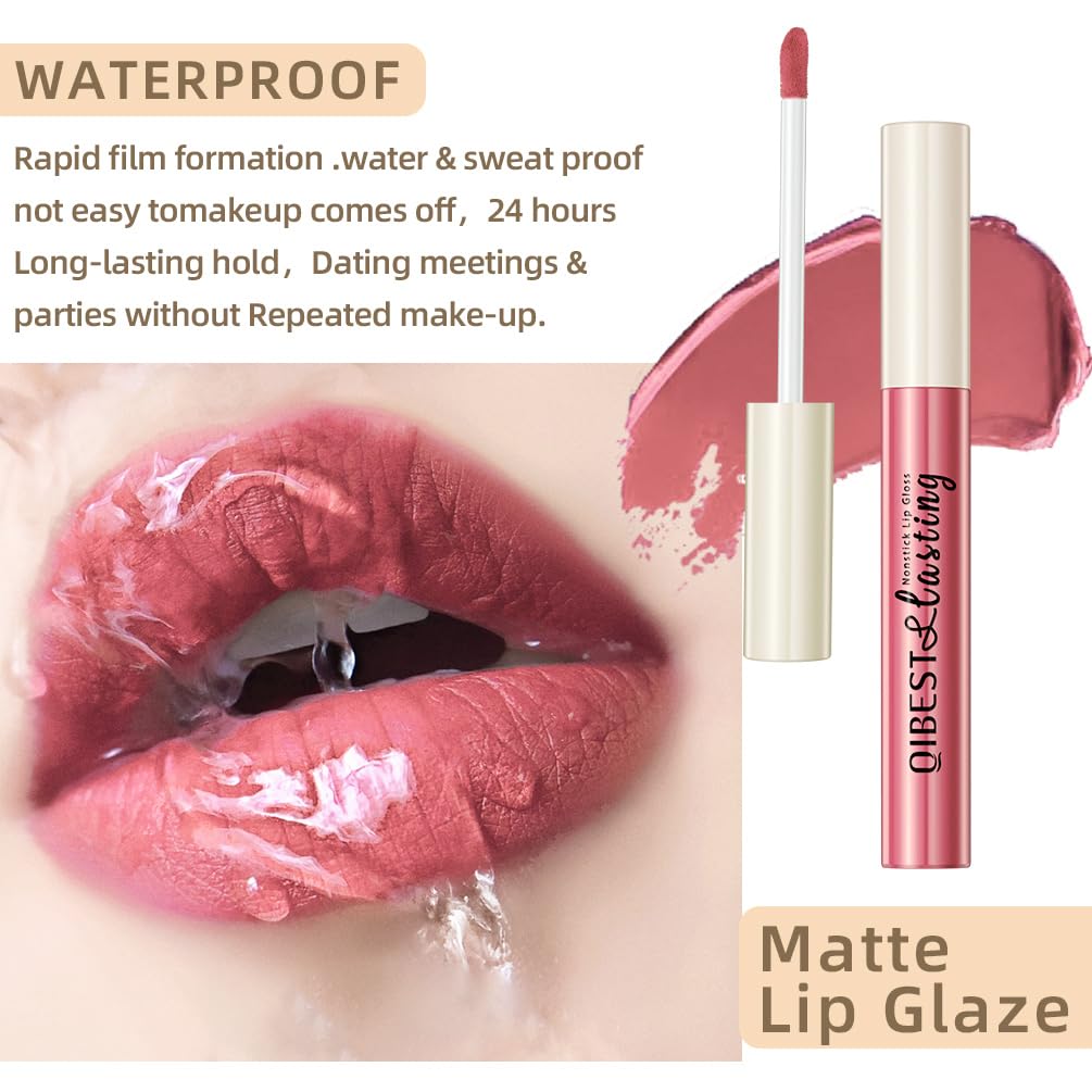 Qibest 12Pcs Velvet Matte Liquid Lipstick Makeup Sets For Women & Teens Gift, Waterproof Long Wear 24 Hours Nudes Burgundy Red B