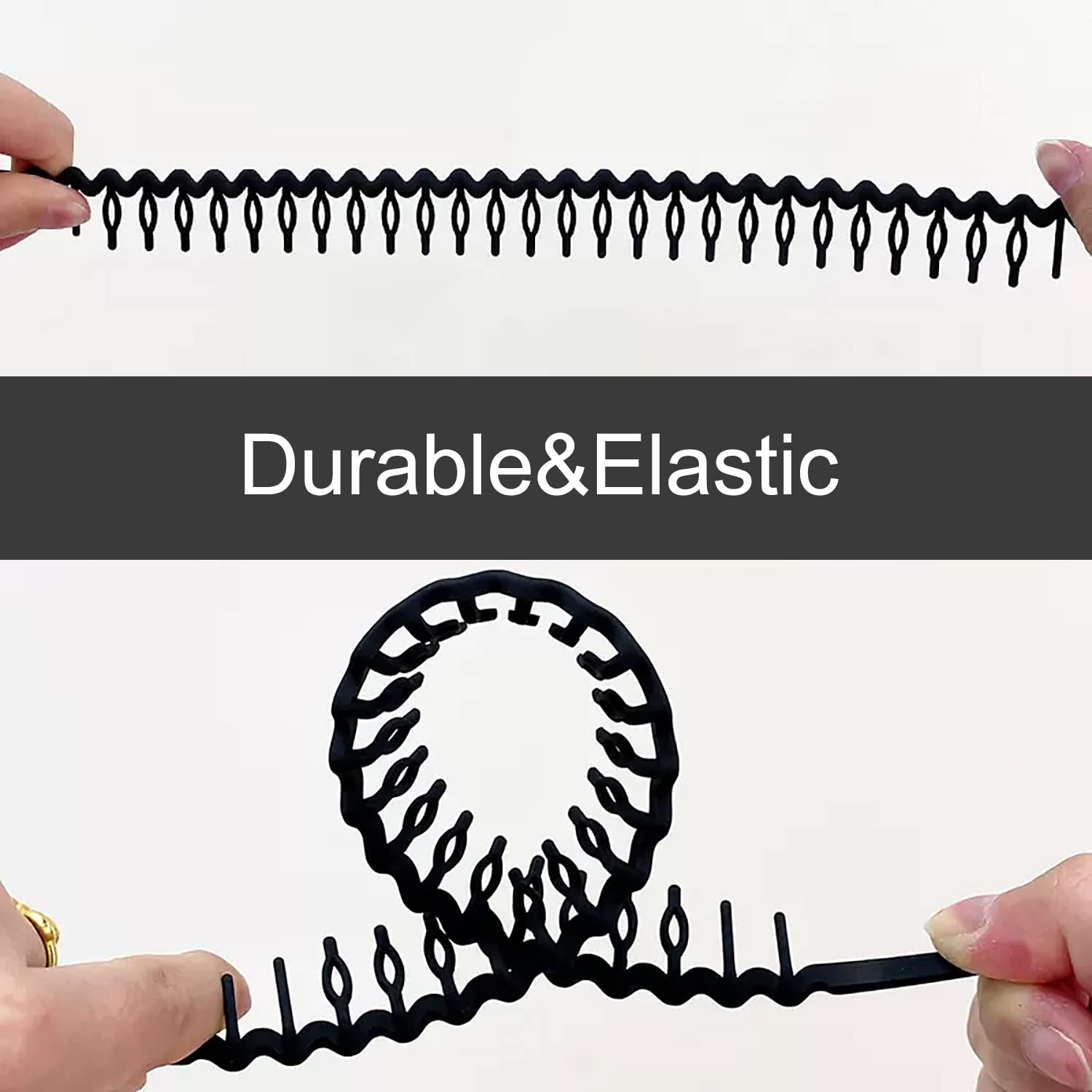 Ultimute 8 Pcs Fashion No Slip Effortless Plastic Headbands With Teeth Comb Black Skinny Hair Bands For Women Men Teen Girls, Ma