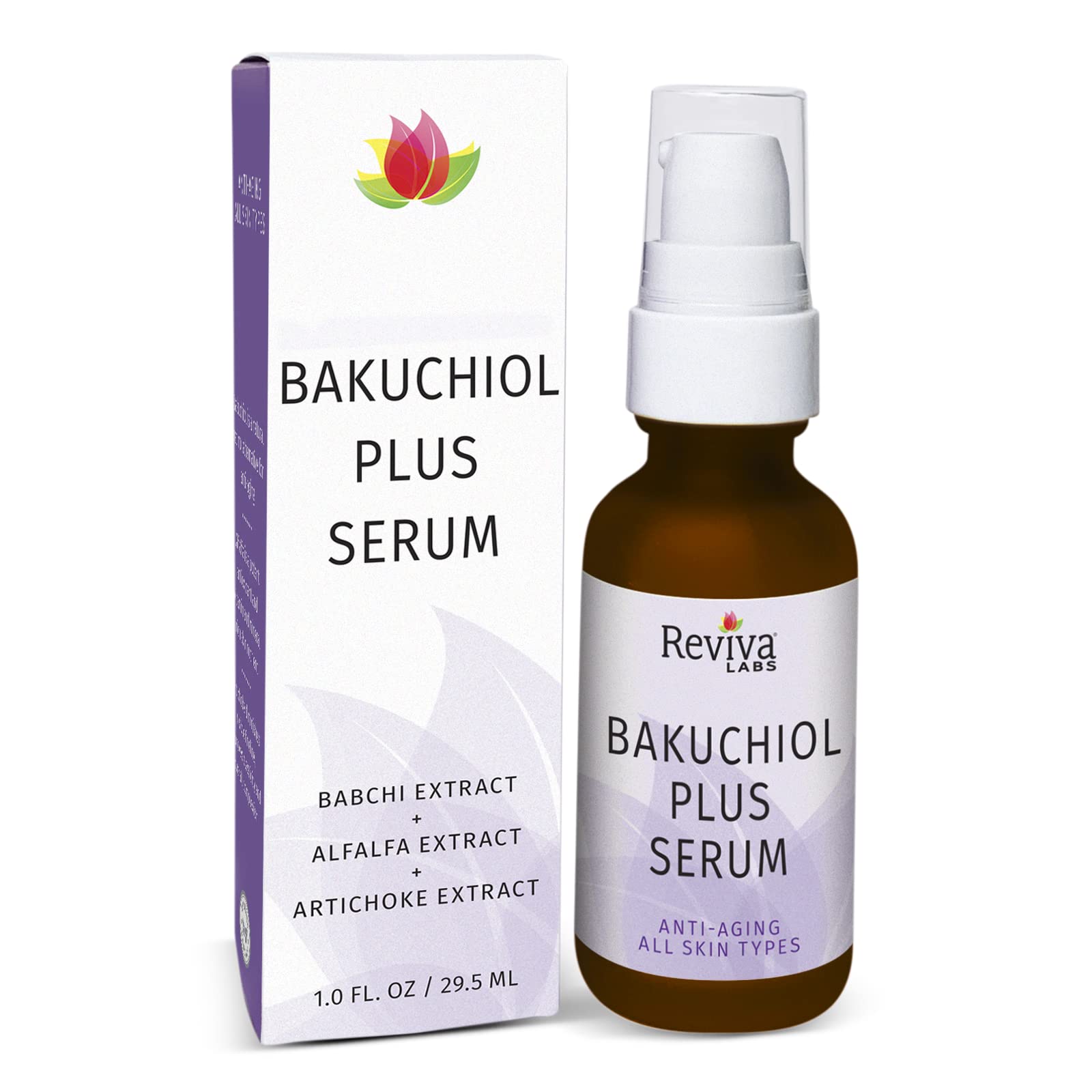 Reviva Labs Bakuchiol Plus Serum | natural retinol alternative | AntiAging facial serum reduces fine lines and wrinkles, boosts