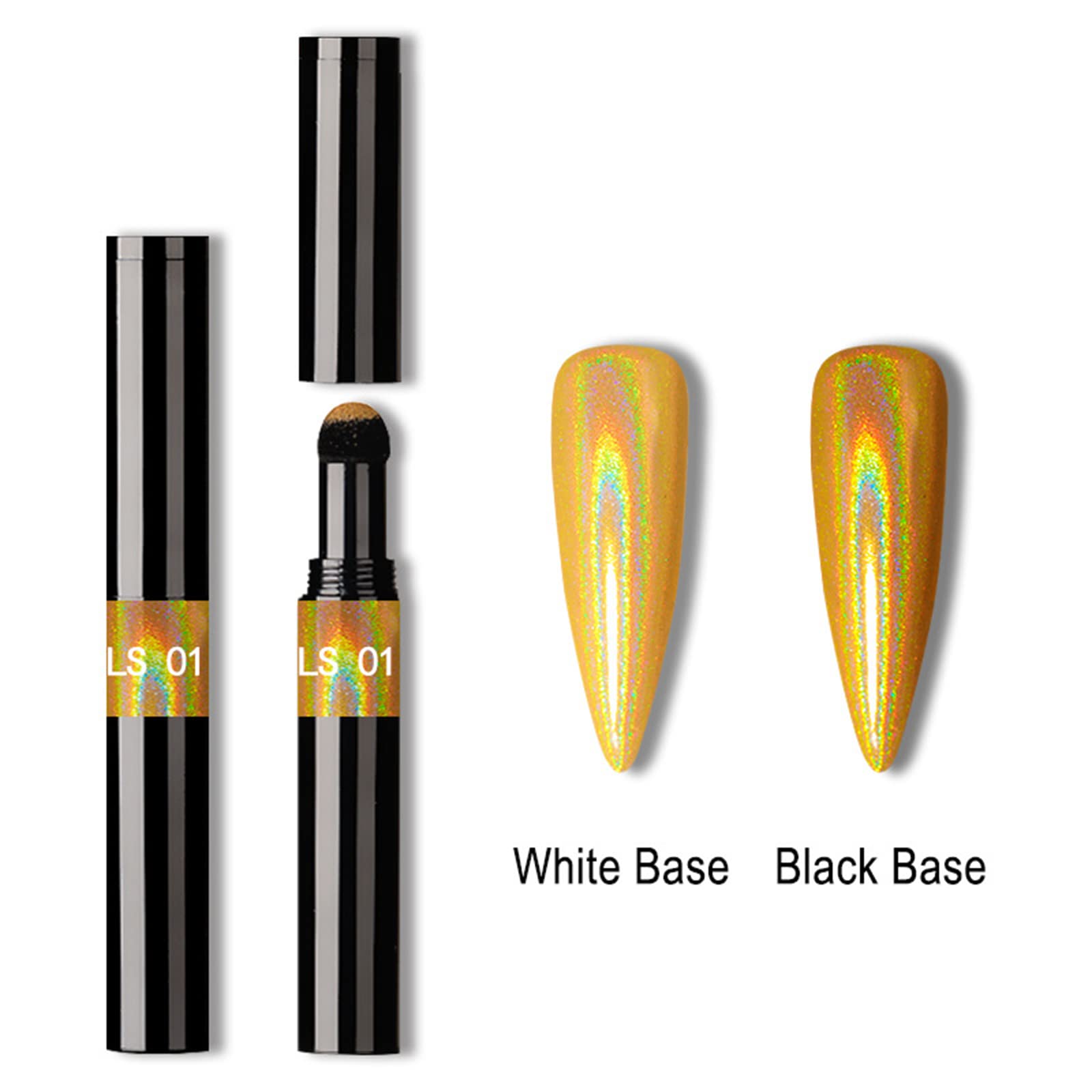 Roseflower 6 Pcs Chrome Nail Powder Pen Air Cushion Pen Glitter Holographic Chrome Nail Powder Pen Nail Art Pens Mirror Effect G