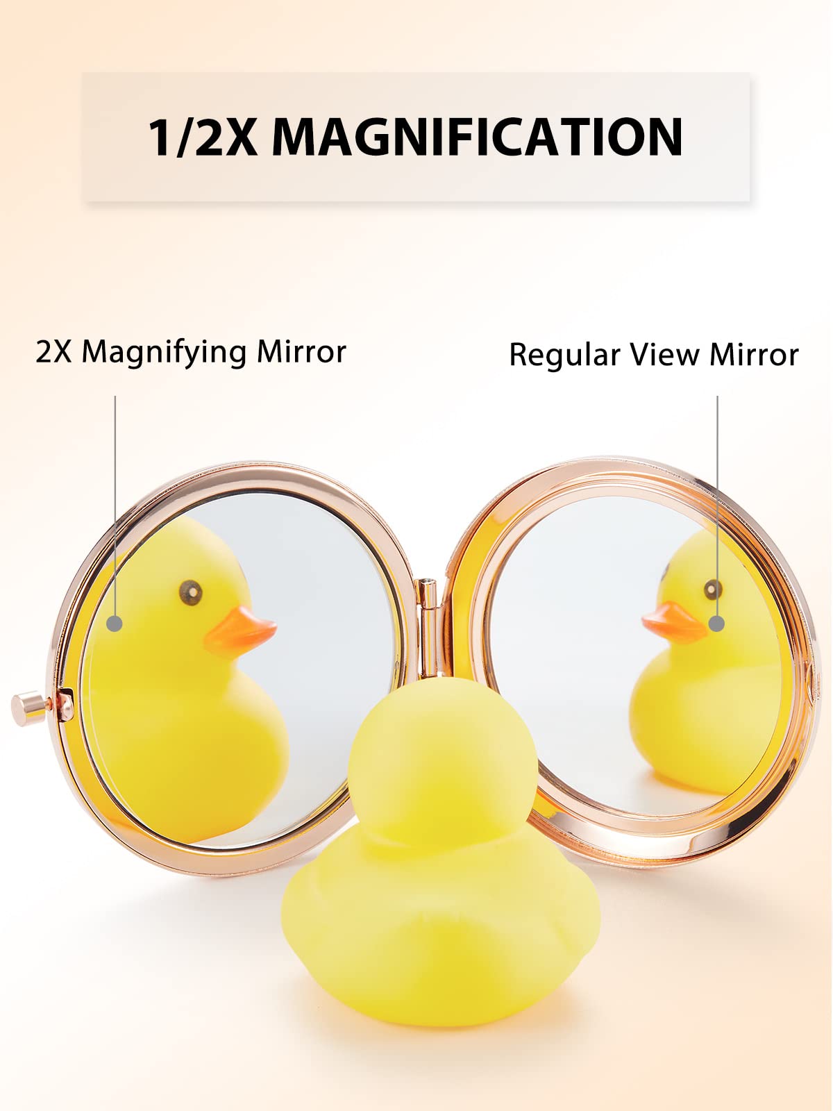 Getinbulk Compact Mirror Bulk, Set Of 2 Double-Sided 1X/2X Magnifying Purse Pocket Makeup Mirrors(Round, Rose Gold And Silver)