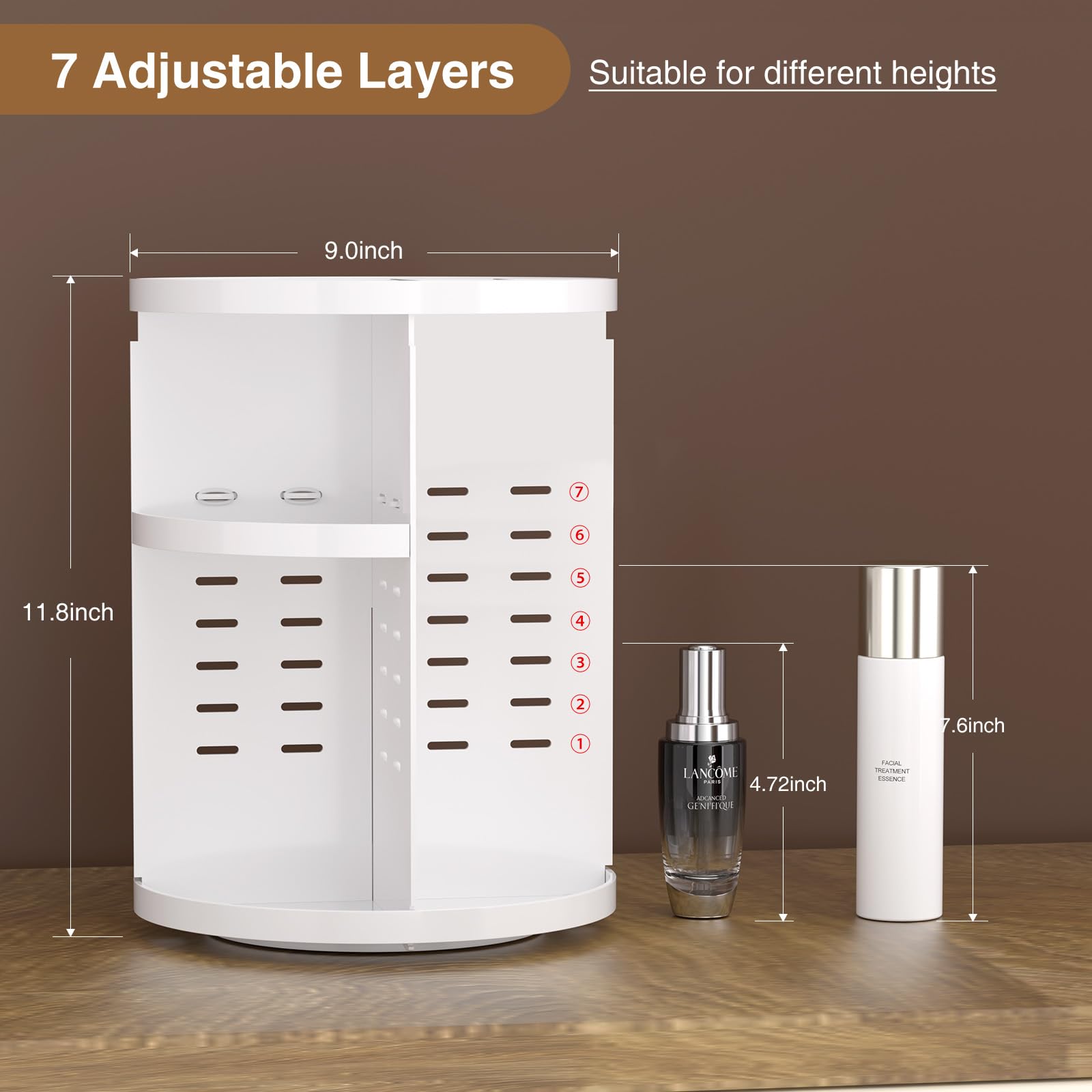 360 Large Rotating Makeup Organizer Countertop, Clear Acrylic Makeup Organizers, Organizador De Perfumes, 7 Layers Large Make Up