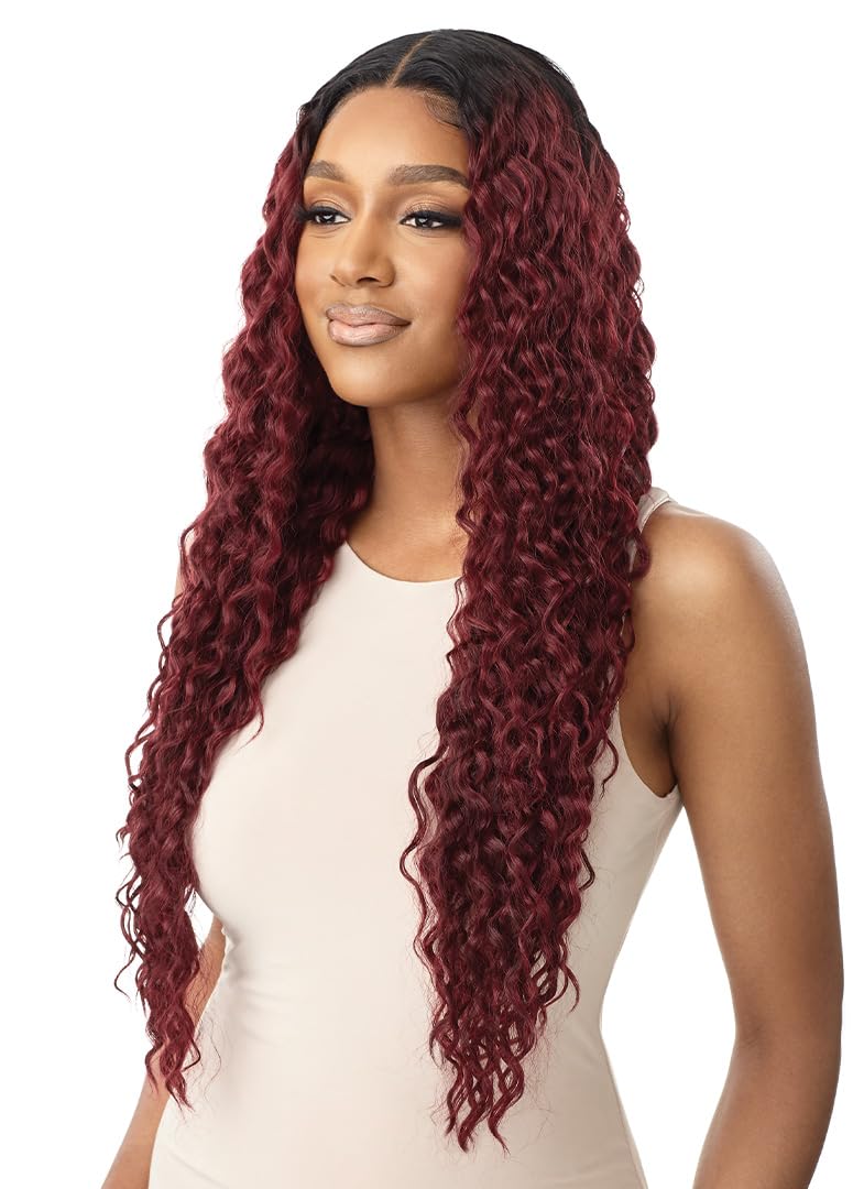 Outre Lace Front Deluxe Wig - Marcella Synthetic Hair, DR4/BL Golden Honey