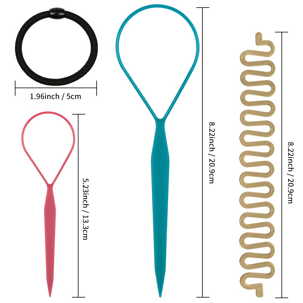 Topsy Hair Tail Tools Set,Tsmaddts Hair Braiding Set 8 Pcs Topsy Tail Tools 8 Pcs French Centipede Braiders For French Twist Pla