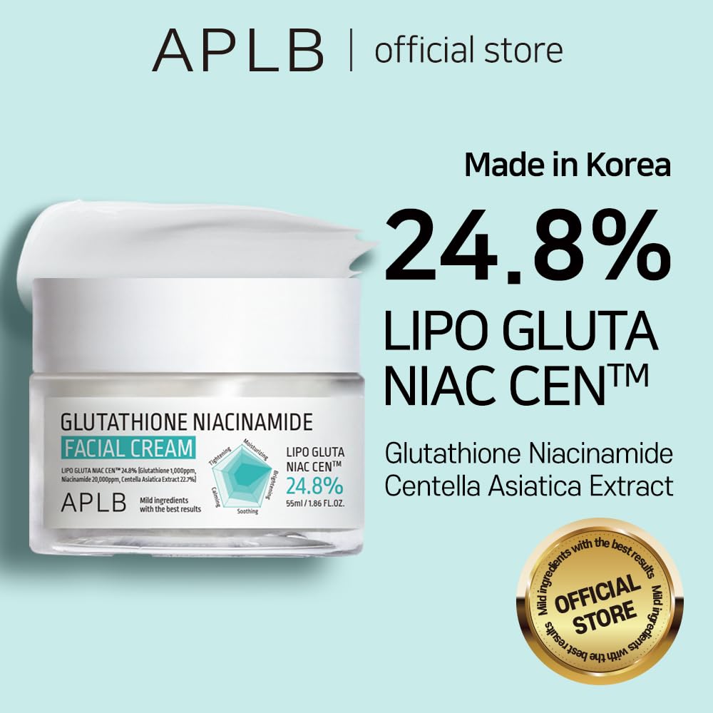 Aplb Glutathione Niacinamide Facial Cream | Lipo Gluta Niac Cen 24.8% 1.86 Fl.Oz/Korean Skincare, Deep Hydration, Niacinamide, I