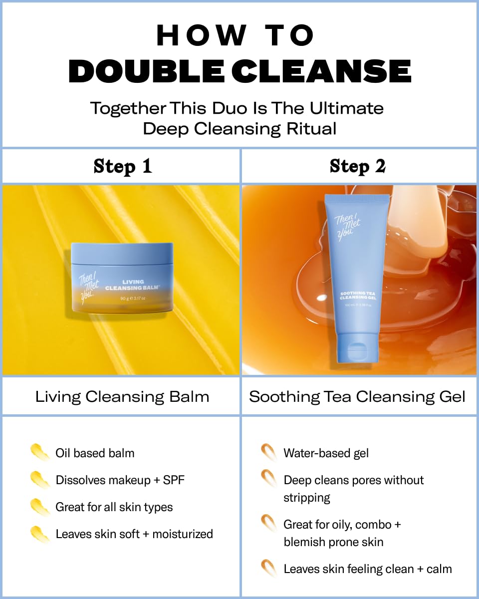 Then I Met You Living Cleansing Balm, Oil Cleanser For Face & Makeup Remover With Grape Seed, Olive & Seaberry Oil, Vegan & Clea