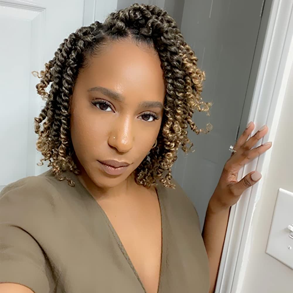 The BOHOBABE Pre-twisted Passion Twist Crochet Hair 8 Inch Short Pre-looped Crochet Passion Twist Braiding Hair 8 Packs (T27)