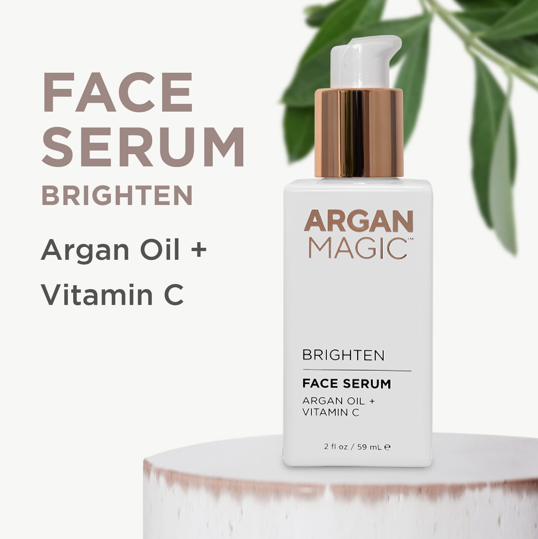 Argan Magic Brighten Face Serum with Vitamin C & Argan Oil - Hydrating & Brightening Formula | Reduce Dark Spots, Fine Lines, &