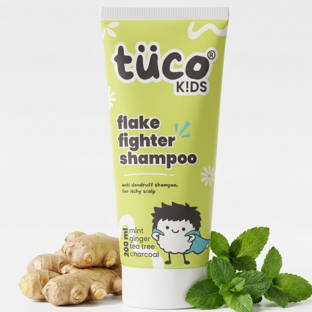 Tuco Kids Anti-Dandruff Shampoo With Wintergreen, Mint & Activated Charcoal | For Itchy Scalp & Rough Hair |Ph5.5, Vegan & Tear 