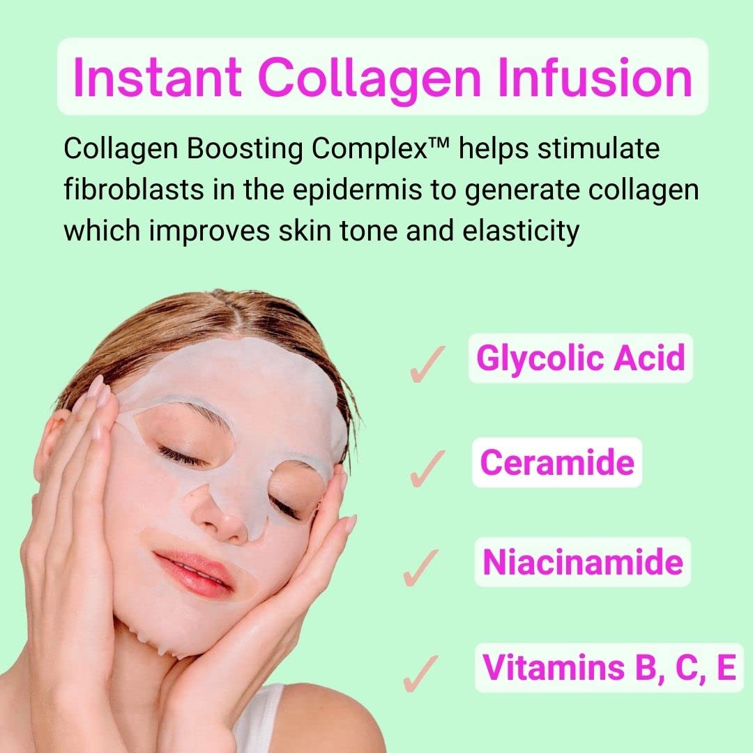Paradisegal 10 Face Masks Korean Skin Care - Exfoliating Collagen Infuser With Aha, Glycolic Acid, Bha, Niacinamide, Ceramide |