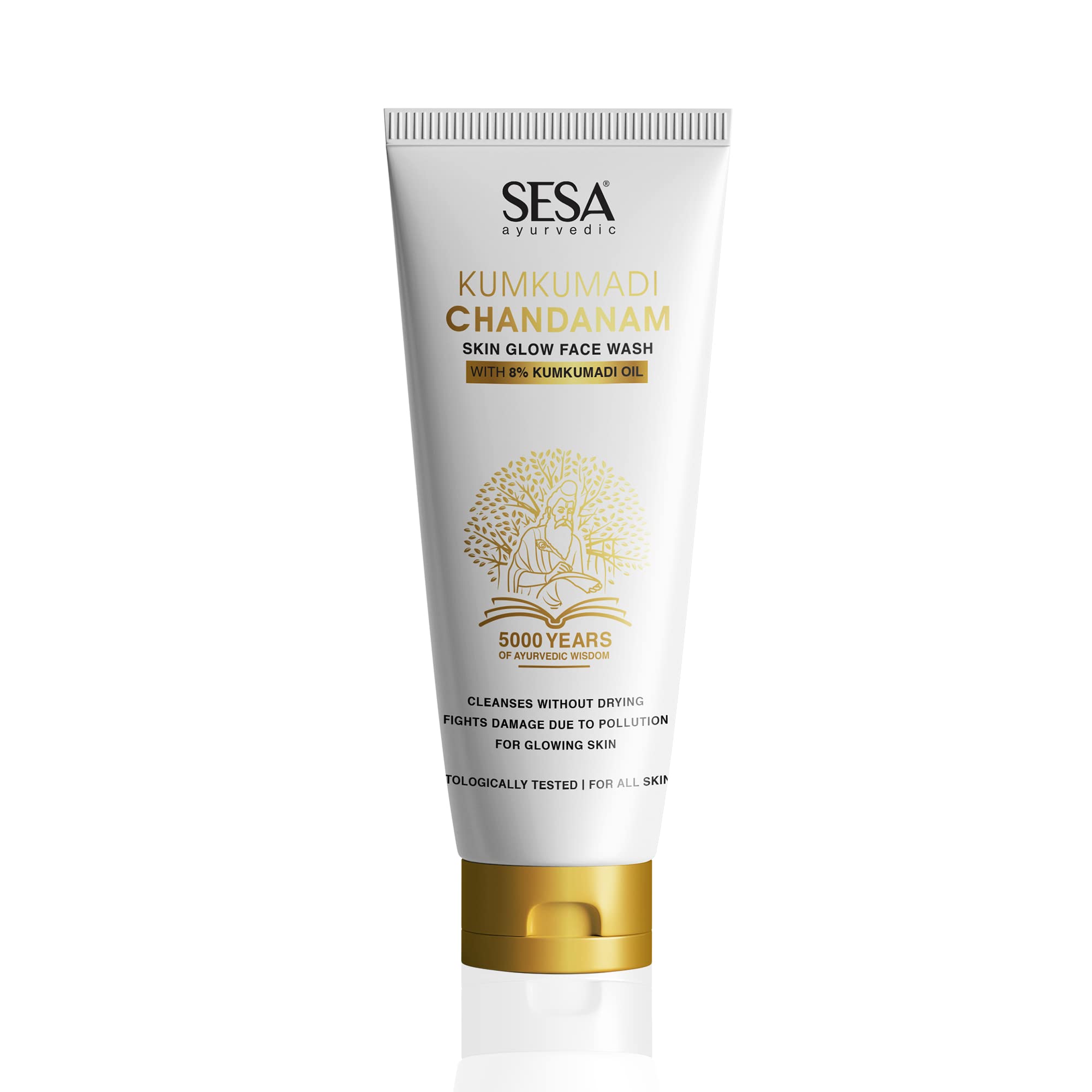 Sesa 8% Kumkumadi Chandanam Face Wash 100Ml | Glowing Skin, Cleanses Without Drying I For Men & Women All Skin Types | Dermatolo