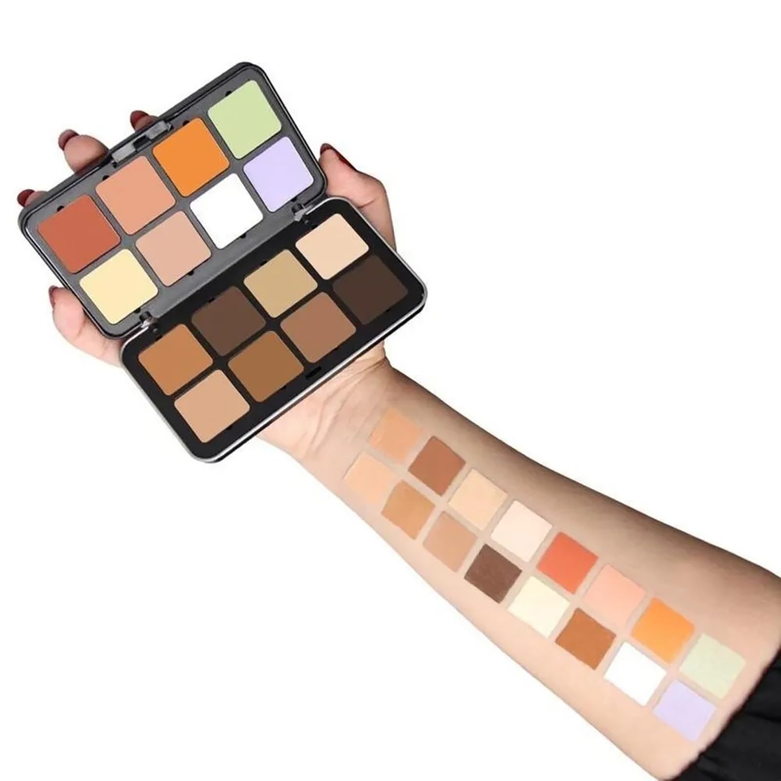 Joyeee Color Correcting Concealer Palette, Contouring Foundation Creamy Contour Multi-Palette With 8 Makeup Brush Set For Founda