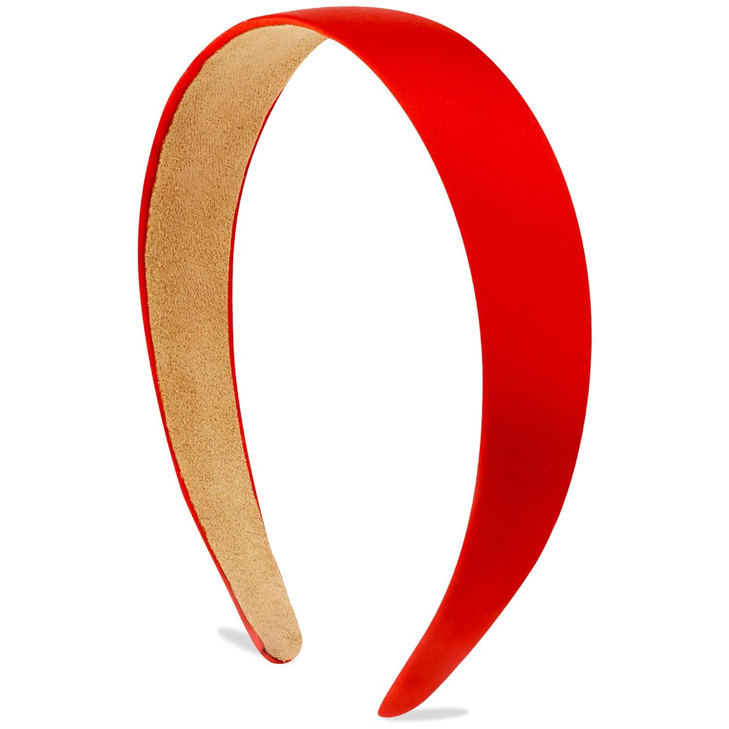 Atoden Satin Red Headbands for Women Girls 1.18 Inch Wide Thin Hard Headbands Non Slip Ribbon Hair Bands Plain Headbands for Cra