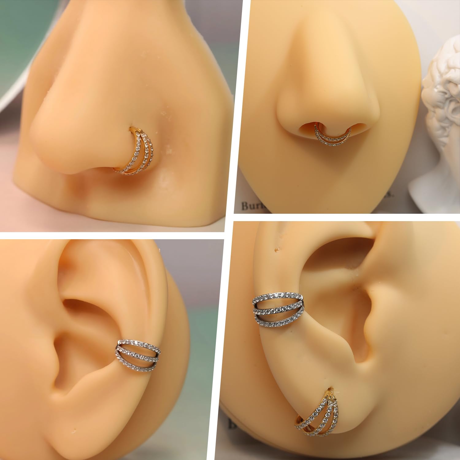 FUNLMO 18G Nose Septum Rings Conch Daith Rook Helix Piercing Jewelry Cartilage Earring Hoop Earrings Helix Daith Rook Cartilage