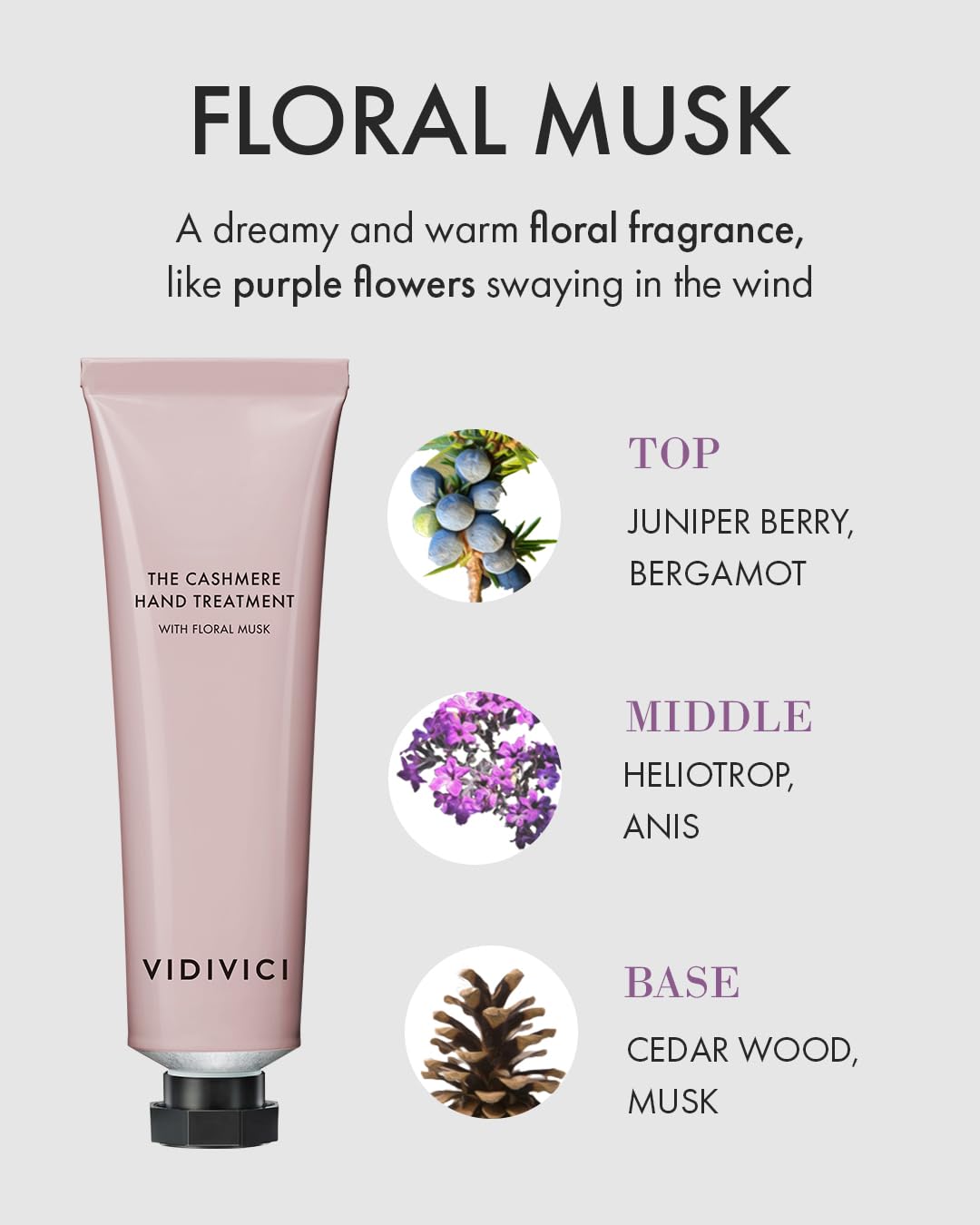 Vidivici The Cashmere Hand Treatment Floral Musk - Hand Cream Enriched With Shea Butter For Deep Hydration - Citrus, Bergamot An