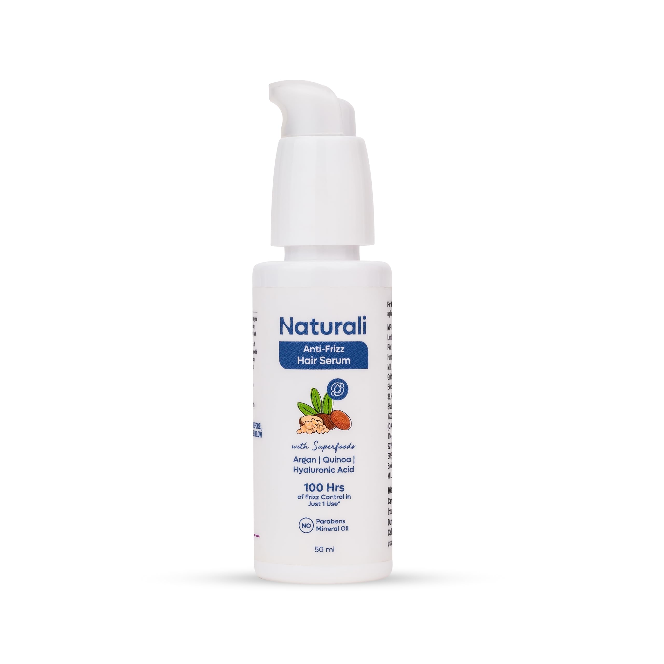 Naturali Anti-Frizz Serum With Argan Oil, Quinoa & Hyaluronic Acid | 100 Hours Of Frizz Control | Leaves Hair Smooth With A Glos