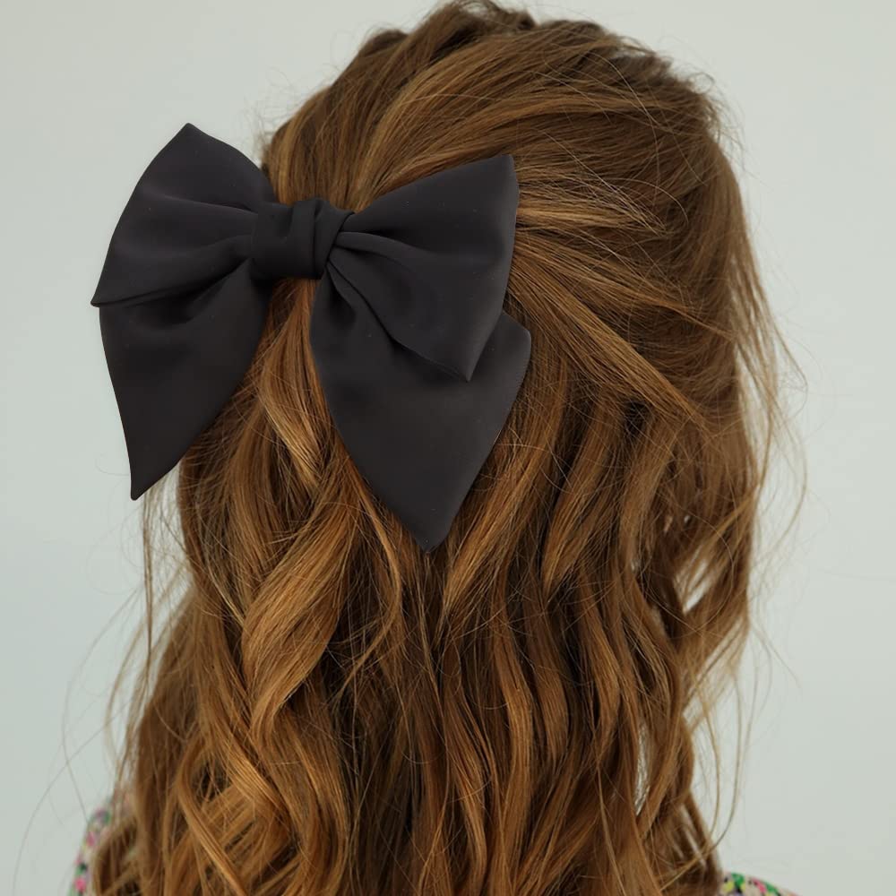 Atoden Hair Bows For Women, Big Silky Satin Hair Bow Clips, 2 Pcs Hair Barrettes, Oversized French Bowknot Ribbons, Hair Decorat